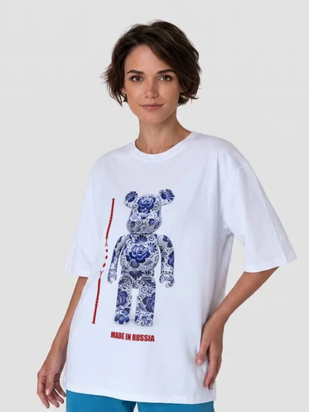 Футболка Гжель Мишка жен.
