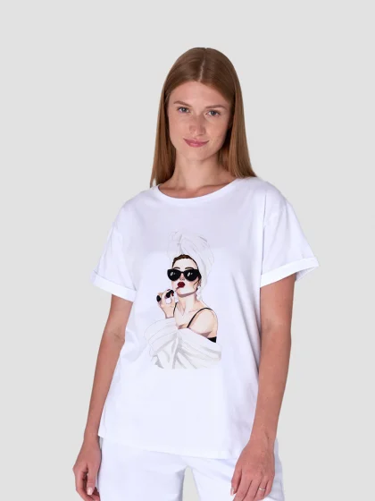 Футболка Леди Оверсайз с отворотом