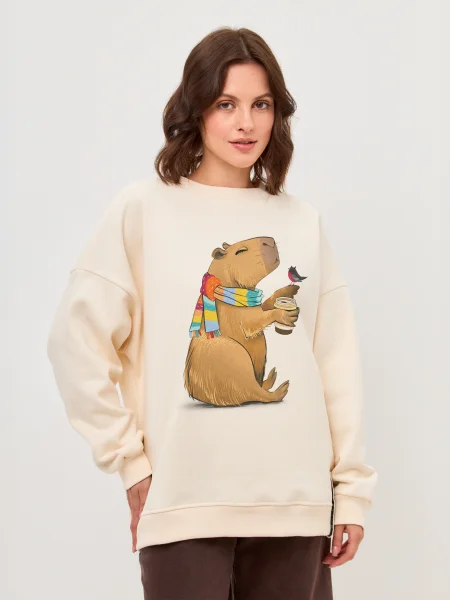 Свитшот Капибара со стаканчиком