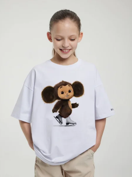 Футболка Чебурашка на коньках