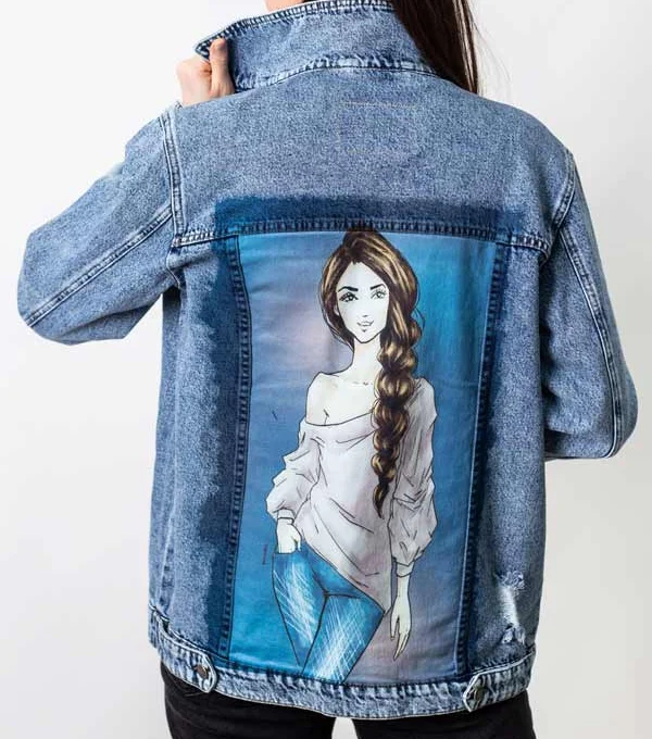 Джинсовая куртка Девушка с косой