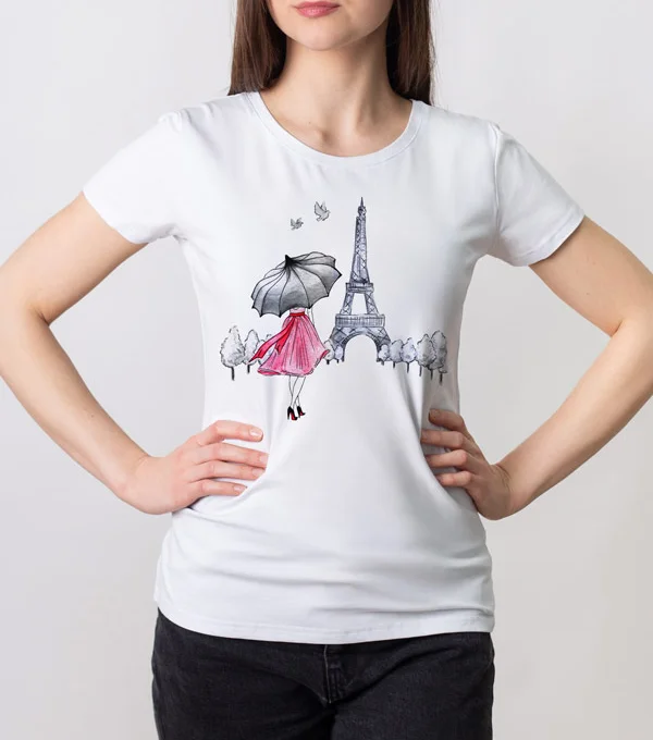 Футболка Париж. Акварель