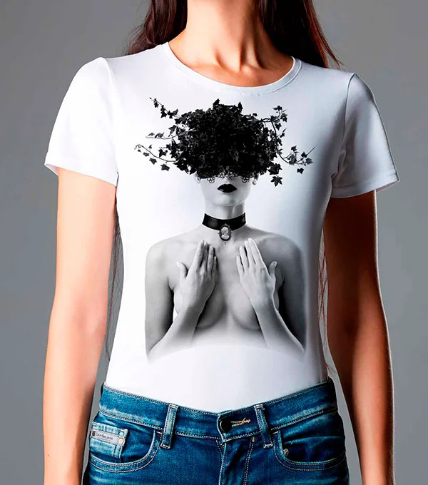 Футболка Девушка в черной шляпе