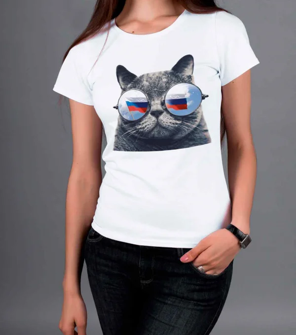 Футболка Серый Кот в Очках