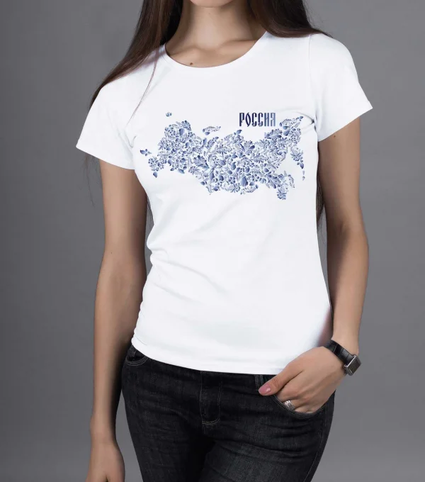 Футболка Карта России Гжель