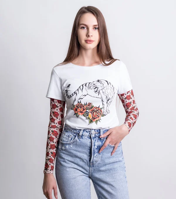 Лонгслив Тигр рукав Роза