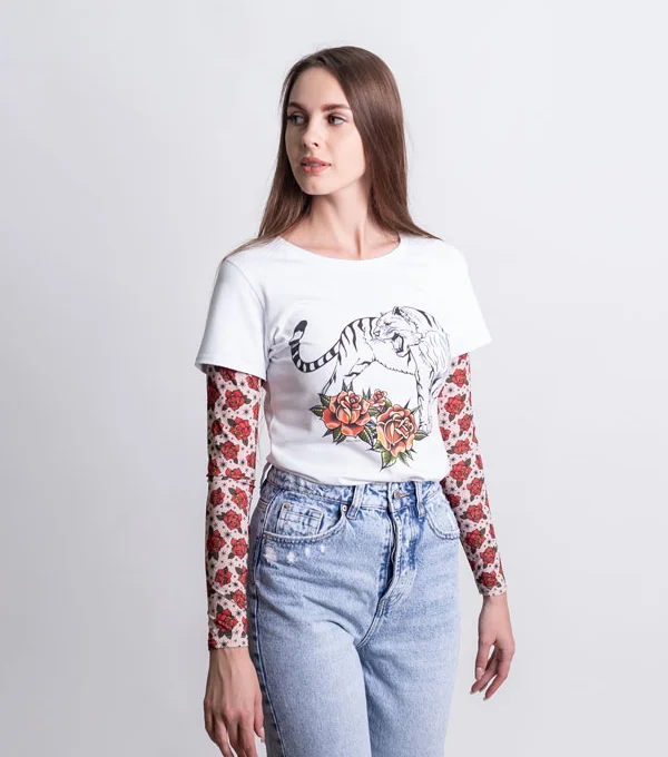 Лонгслив Тигр рукав Роза