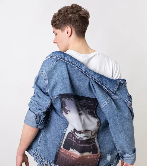 Джинсовая куртка с принтом Мустанг, унисекс  