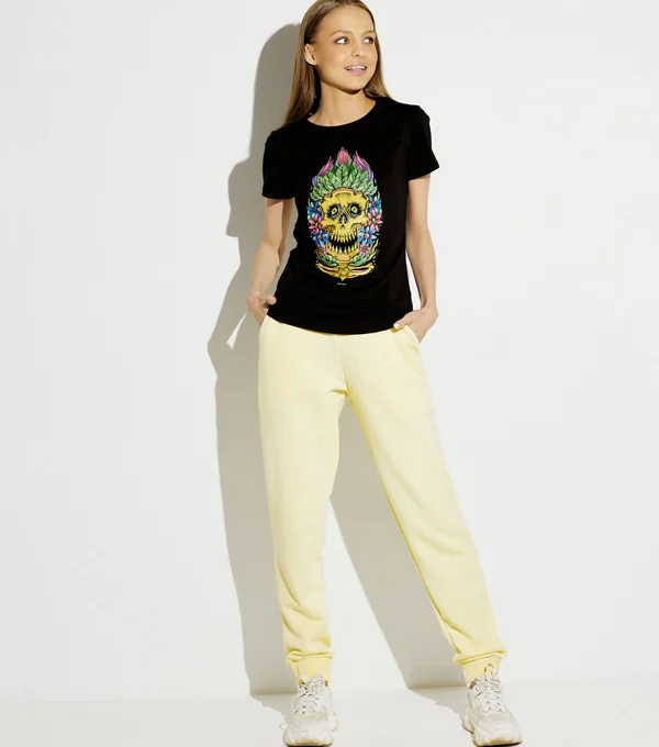 Футболка с принтом Череп в цветах   