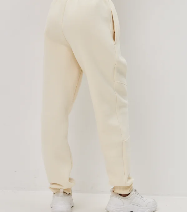 Джоггеры с начесом молочные