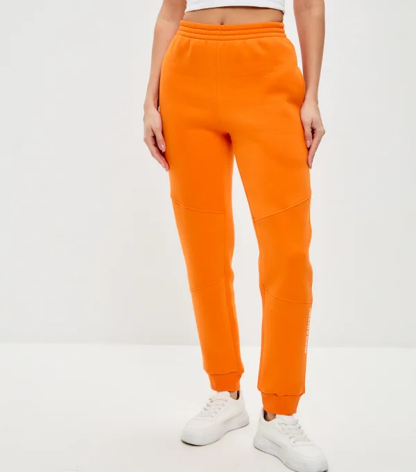 Джоггеры с начесом оранжевые