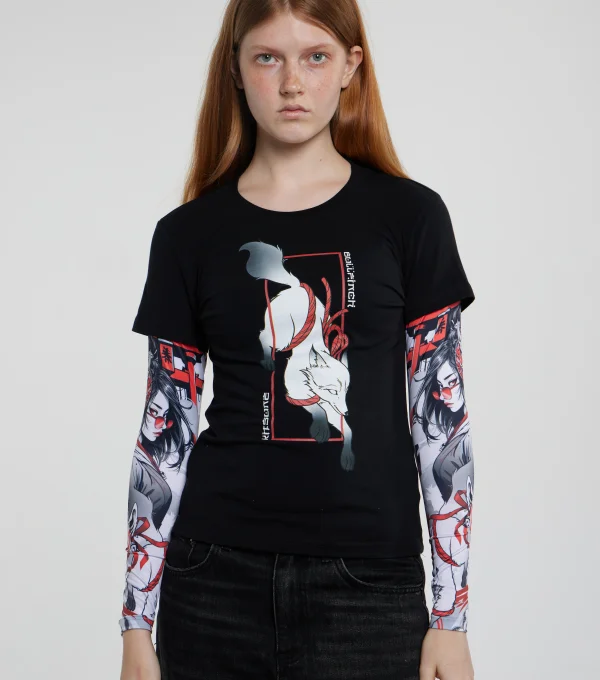 Лонгслив "Лиса" рукав девушка самурай