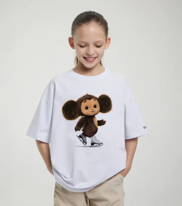 Футболка Чебурашка на коньках