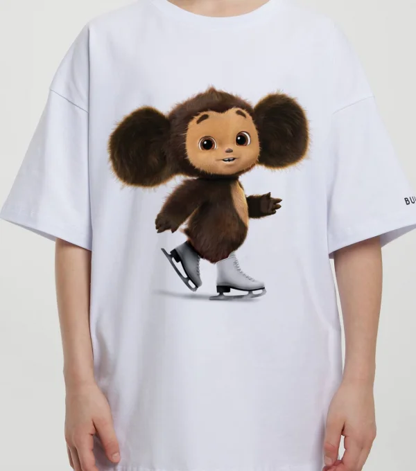 Футболка Чебурашка на коньках