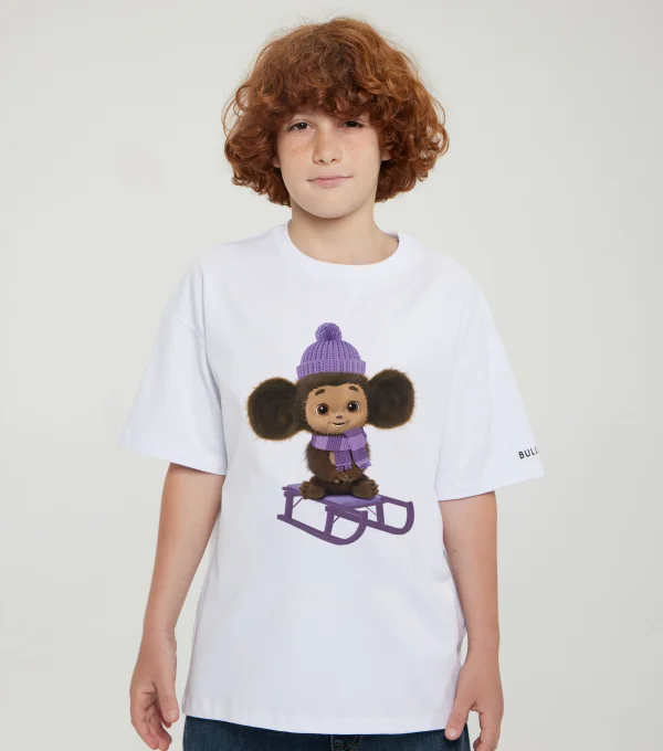 Футболка Чебурашка на санках