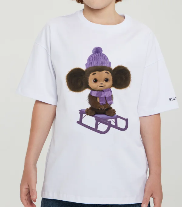 Футболка Чебурашка на санках