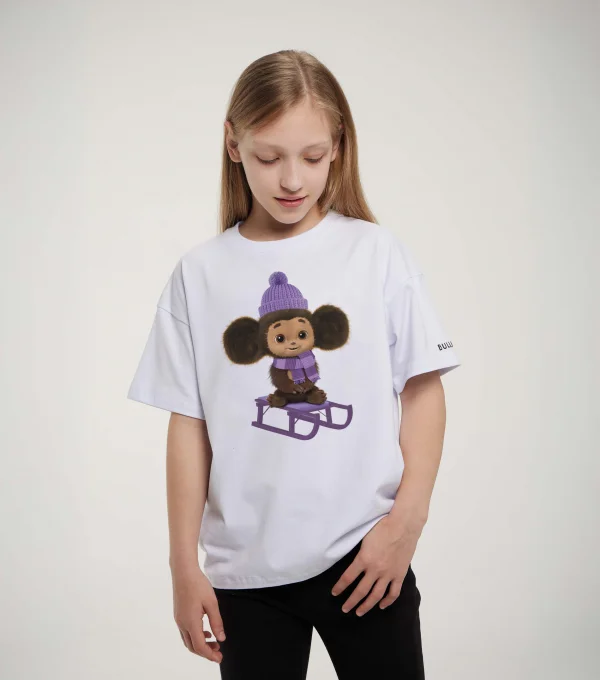 Футболка Чебурашка на санках