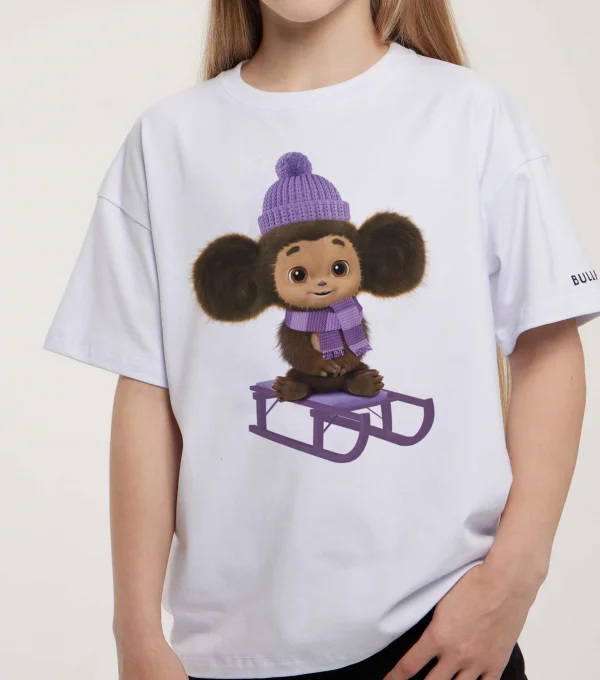 Футболка Чебурашка на санках