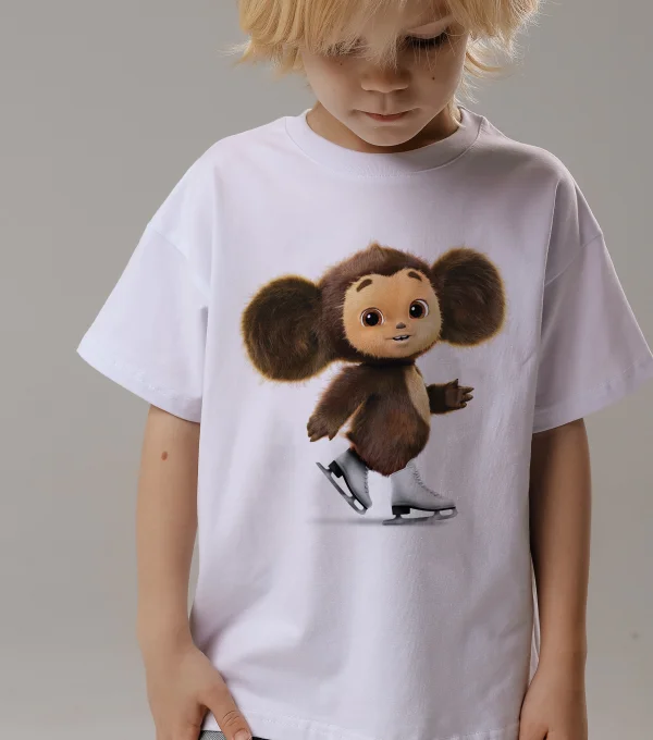 Футболка Чебурашка на коньках