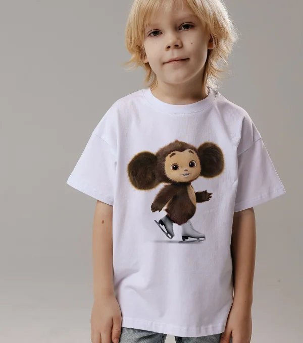 Футболка Чебурашка на коньках